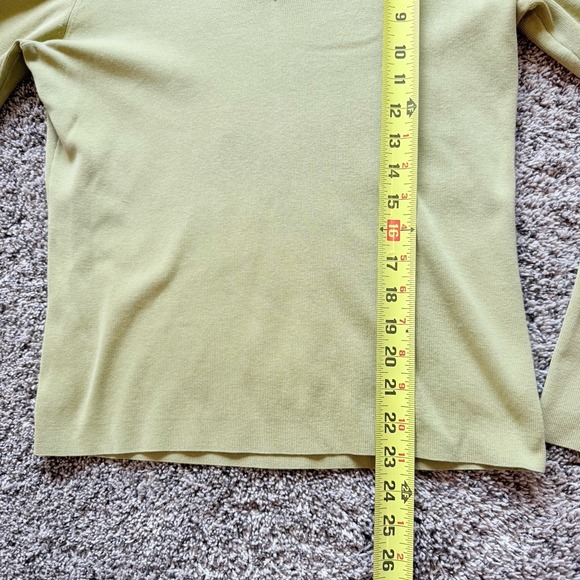 Womens Chicos 1 / M Green V Neck Ribbed Knit Pullover Sweater Silk Blend - Picture 7 of 8